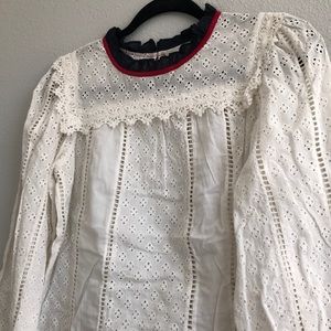 Ba&sh Eyelet Ruffle Detail Blouse